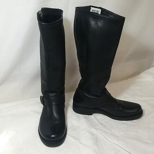 Frye Women's Veronica Slouch Black Leather Tall Boots Buckle Straps Size 6